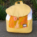Load image into Gallery viewer, Chloé drawstring backpack with flap, cotton, yellow and print
